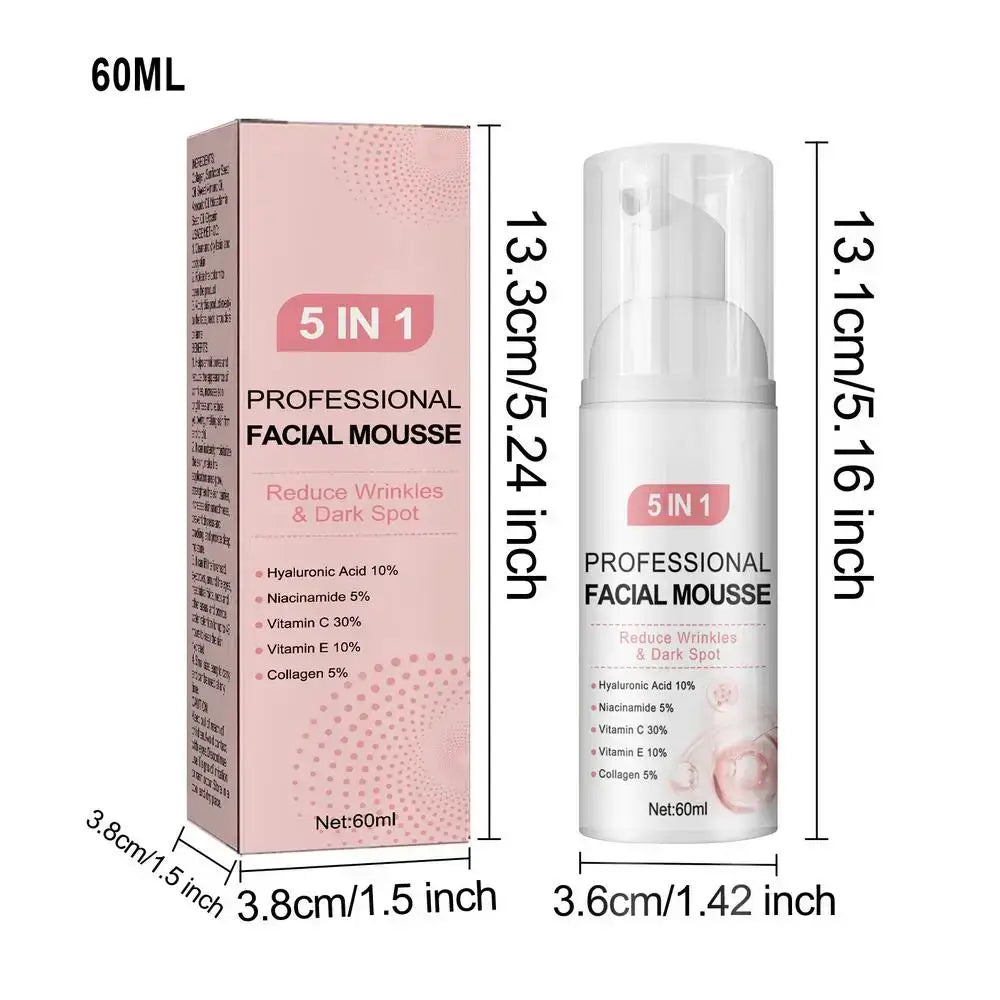 Professional 5-in-1 facial mousse product with packaging.