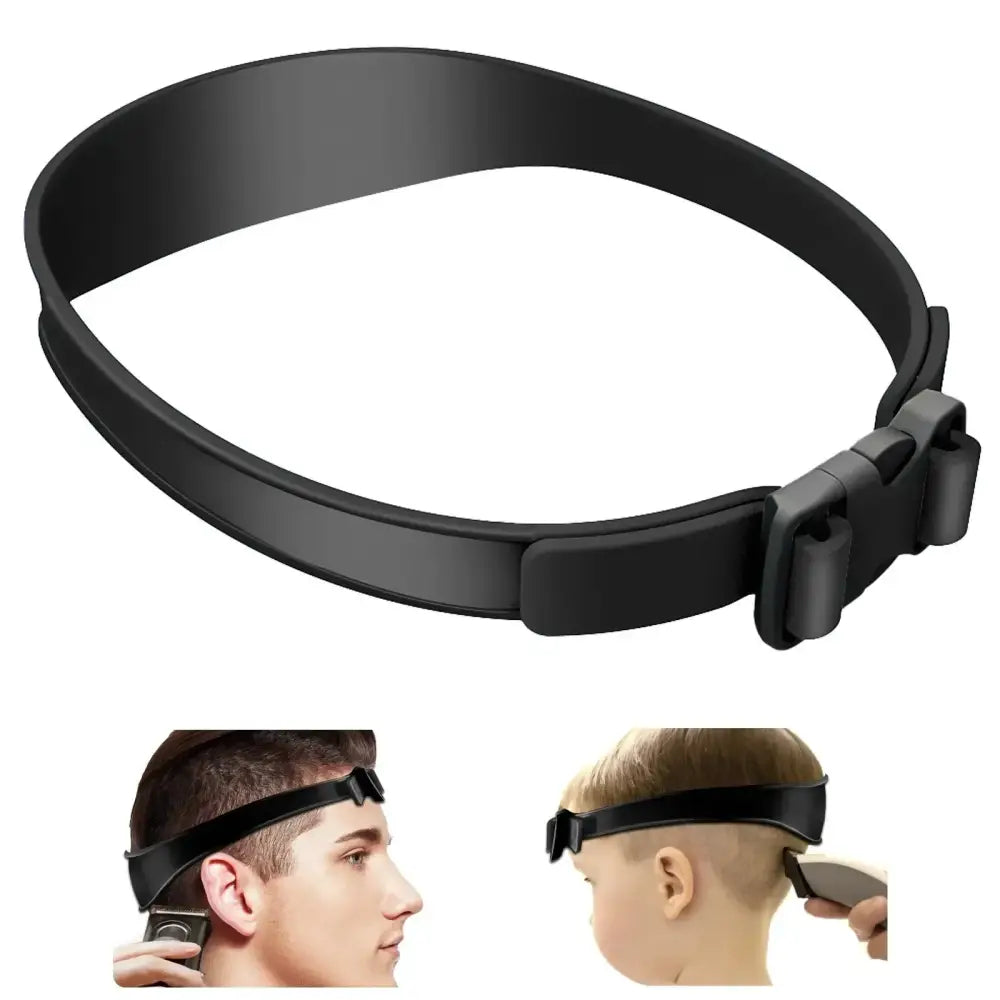 Black adjustable headband with a plastic buckle closure.