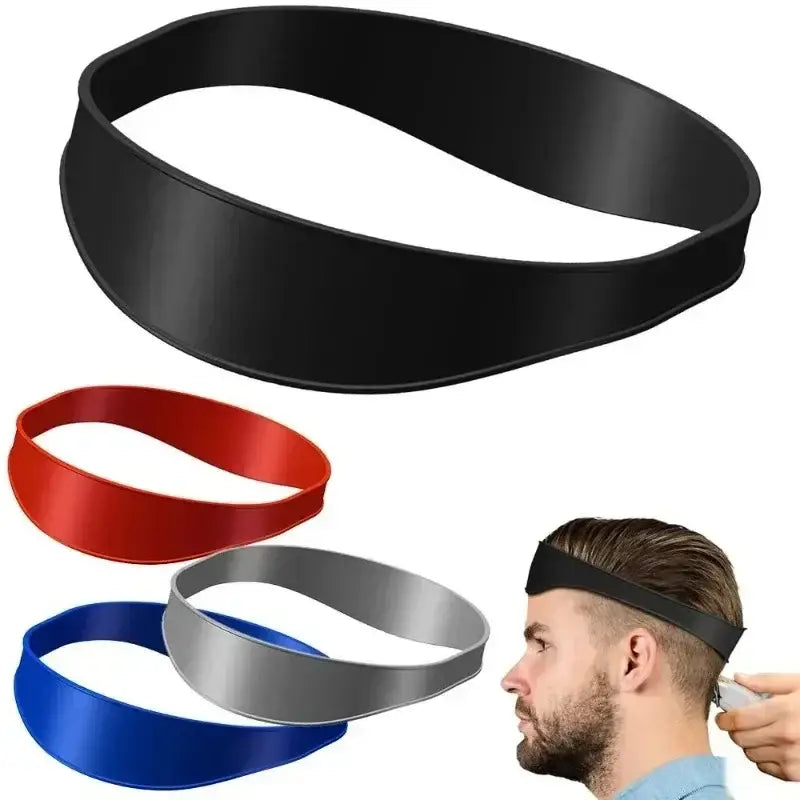 Curved plastic headband used for protecting ears during haircuts.