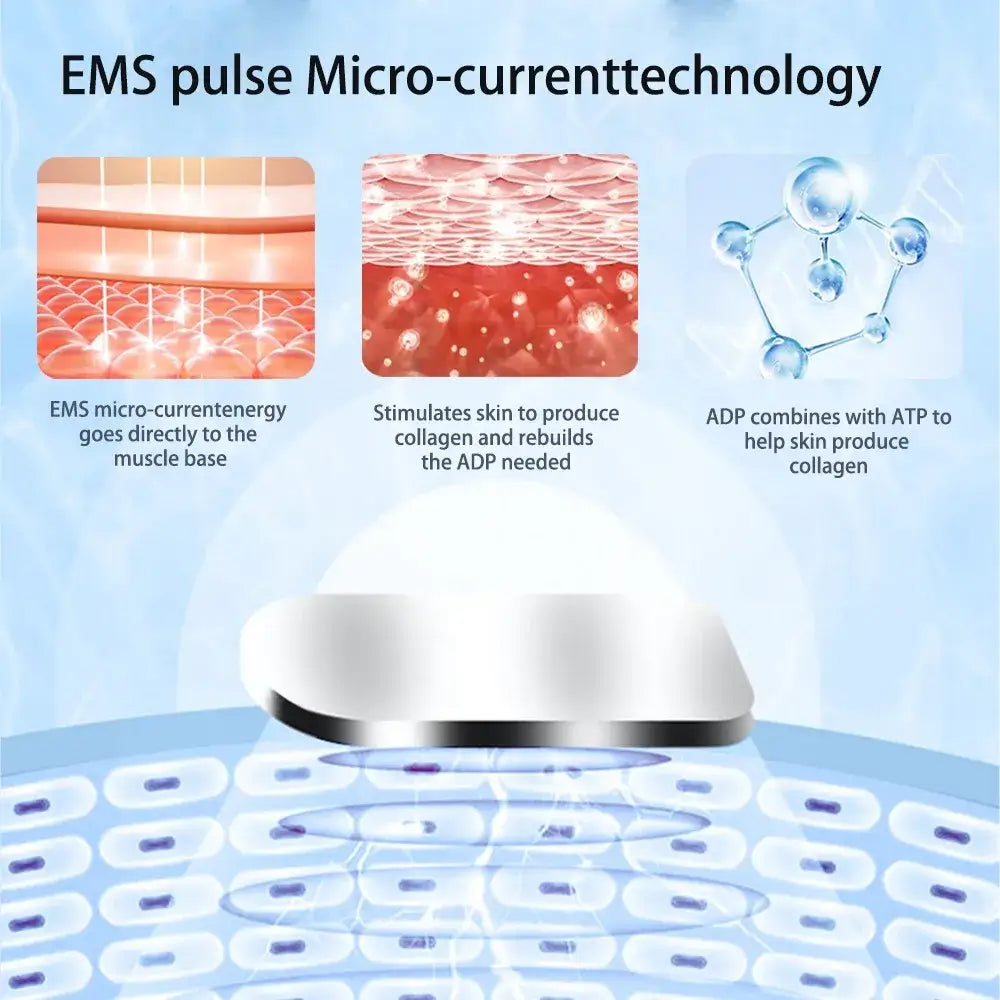 EMS pulse micro-current device with blue light therapy pad.