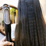 Black Handle Hair Straightener with Metallic Plates - Vignette | VogueBeautify