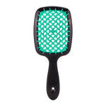 Black Paddle Hairbrush with Teal Cushion - Vignette | VogueBeautify