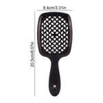 Black Paddle Hairbrush with Teal Cushion - Vignette | VogueBeautify