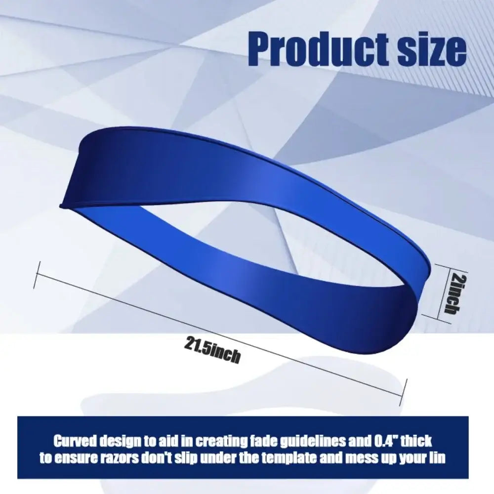 Blue curved plastic band or template measuring 21.5 inches in length.