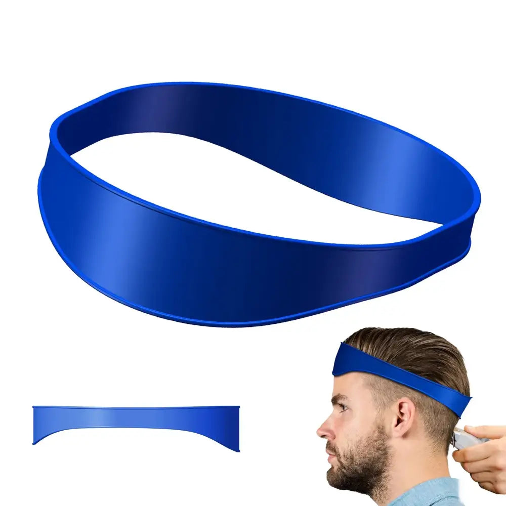 Blue elastic headband or sweatband for sports or fitness activities.