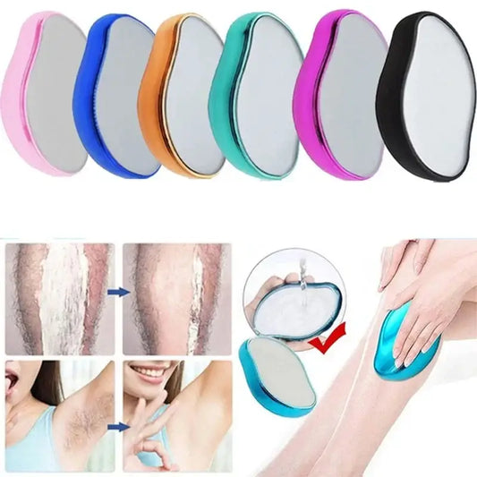 Colorful oval-shaped exfoliating pads or scrubbers for body hair removal.