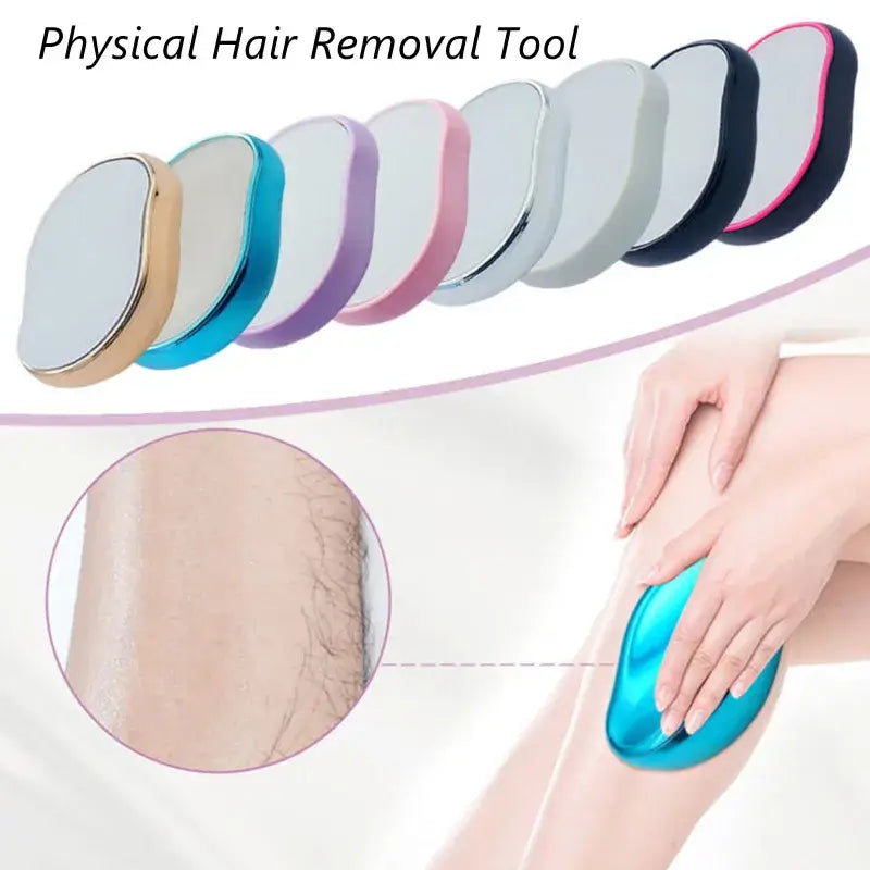 Colorful oval-shaped pads for physical hair removal.