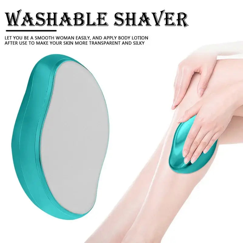 Teal and white oval-shaped washable shaver for smooth skin.