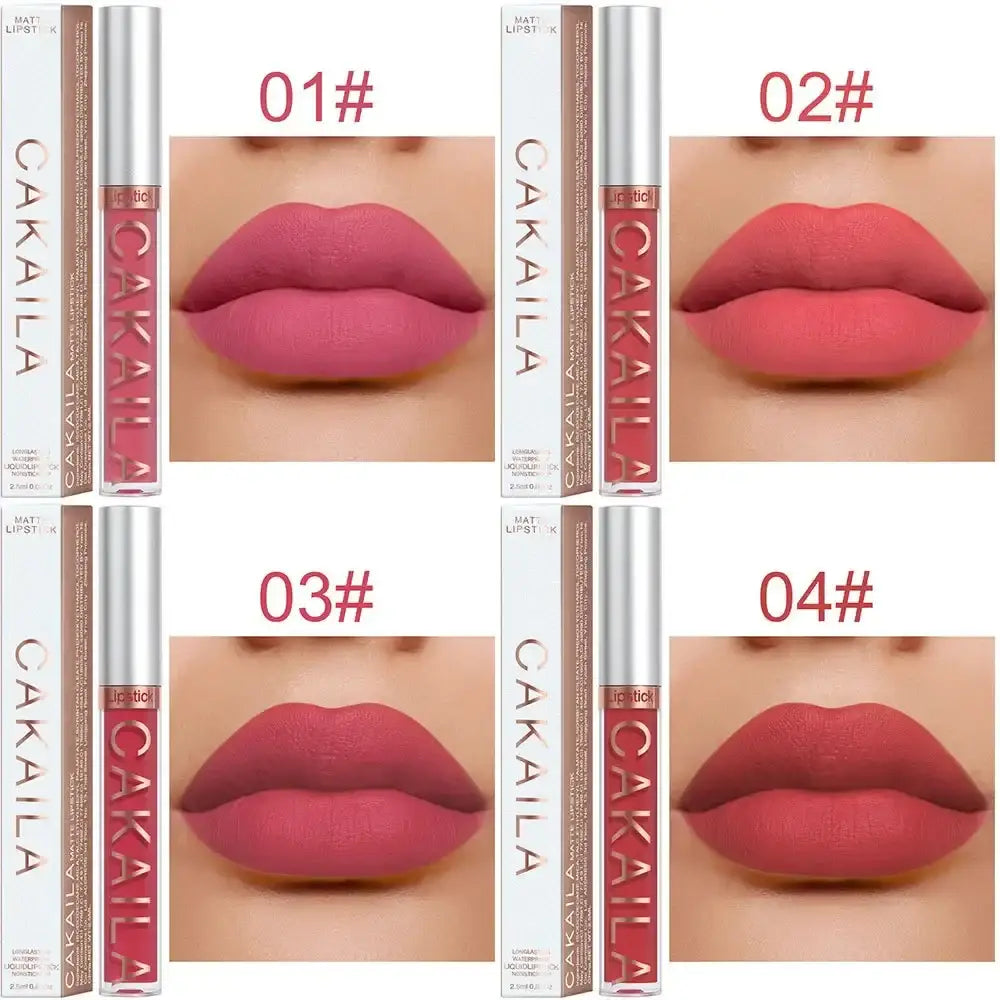 Collage of four close-up lip images showing different shades of pink lipstick or lip color.