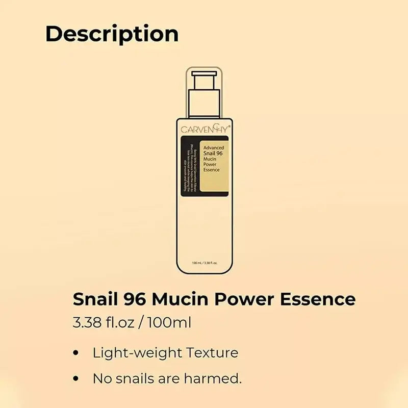 Bottle of Snail 96 Mucin Power Essence skincare product.