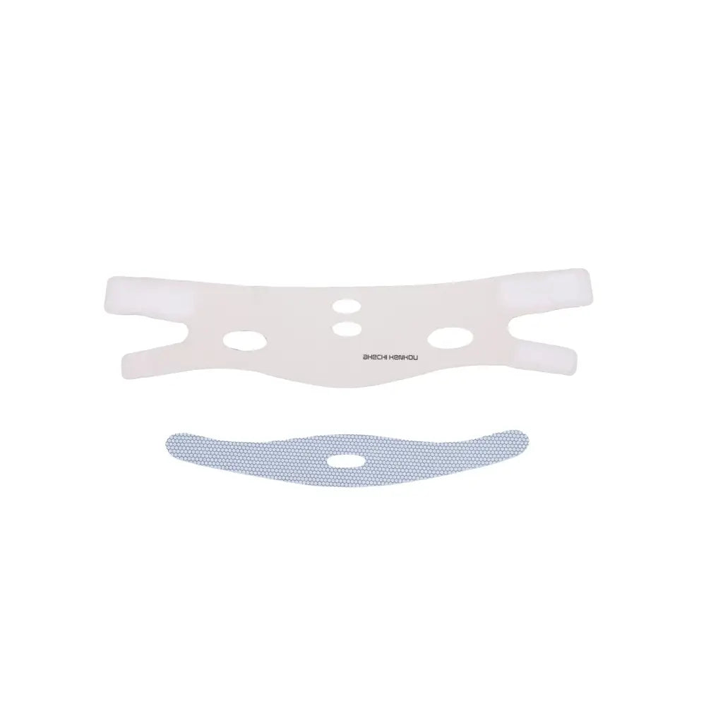 Medical face mask straps or extenders in white and light blue colors.