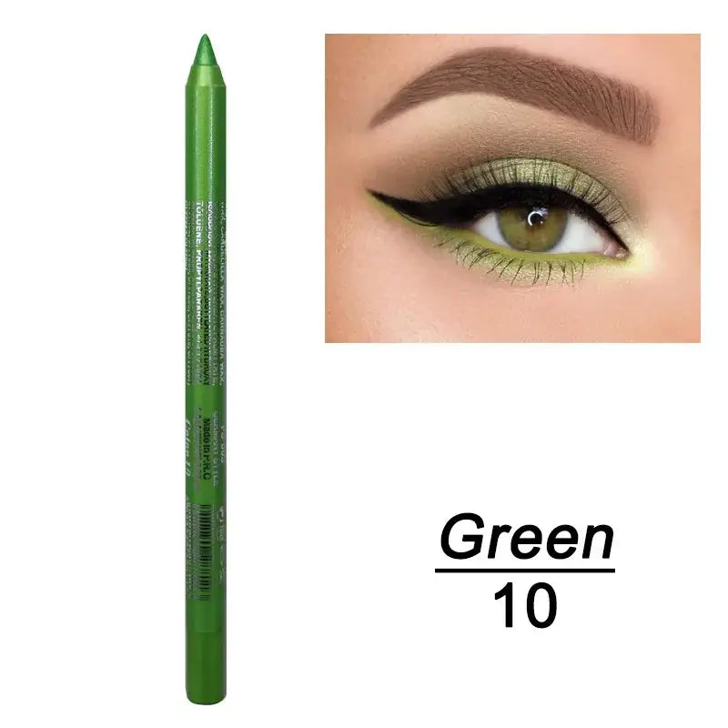 Green eyeliner pencil labeled ’Green 10’’.