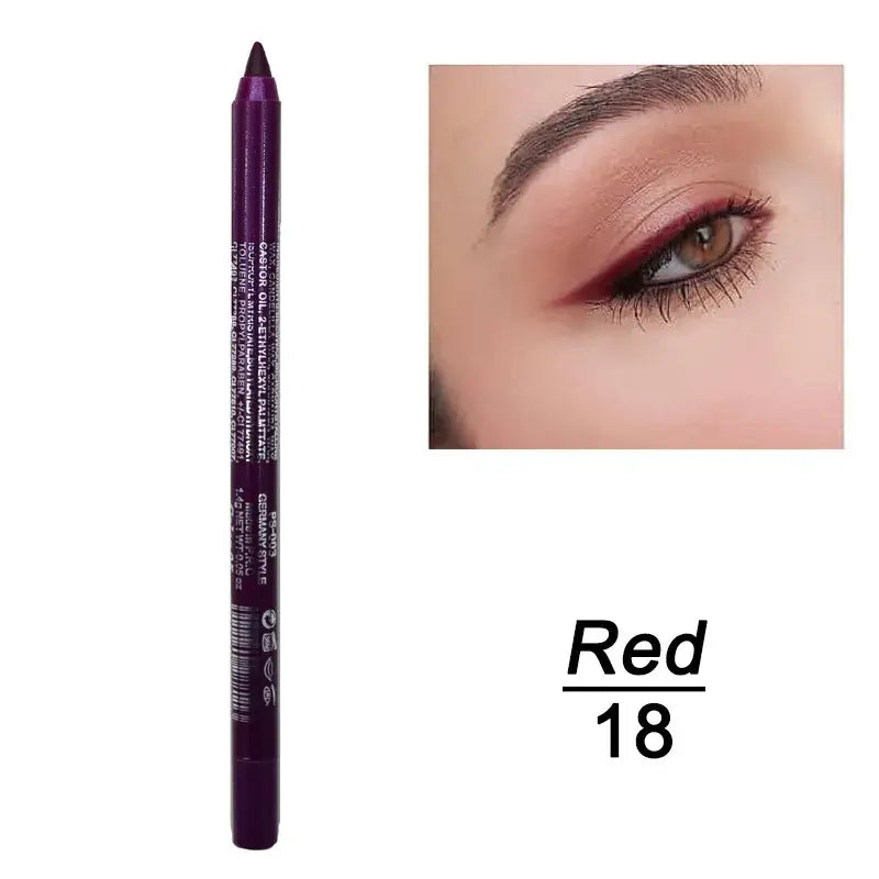 Purple eyeliner pencil with ’Red 18’’ label.