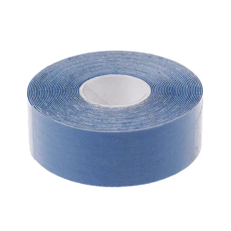 Roll of blue adhesive tape.