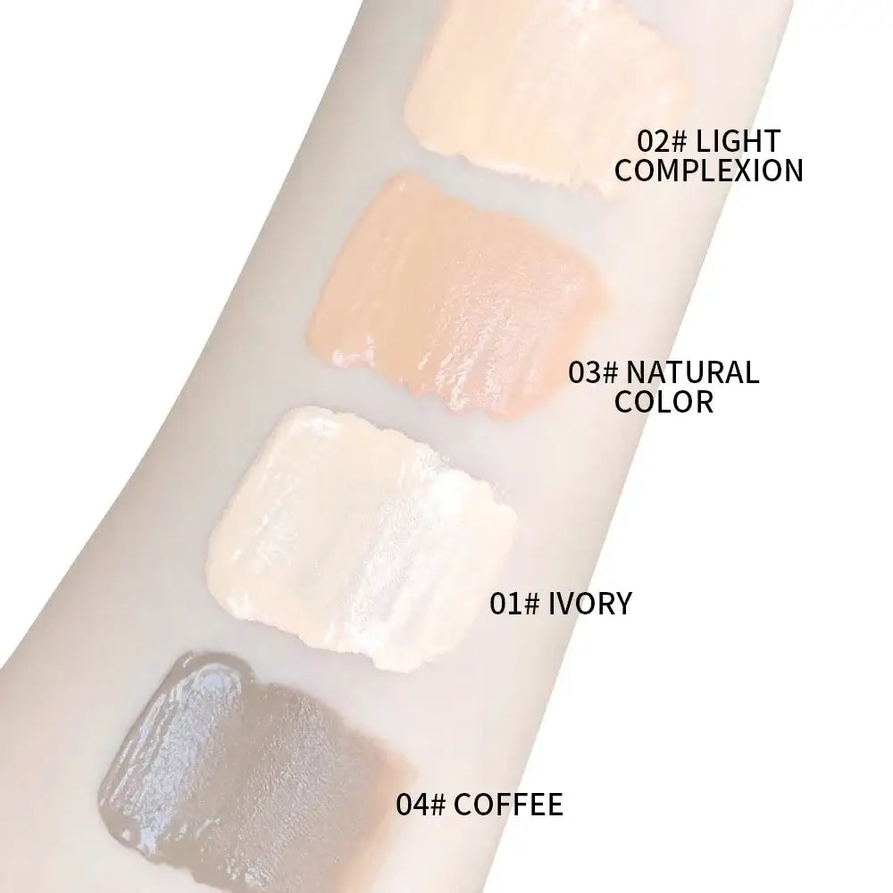 Swatches of makeup foundation in different skin tone shades.