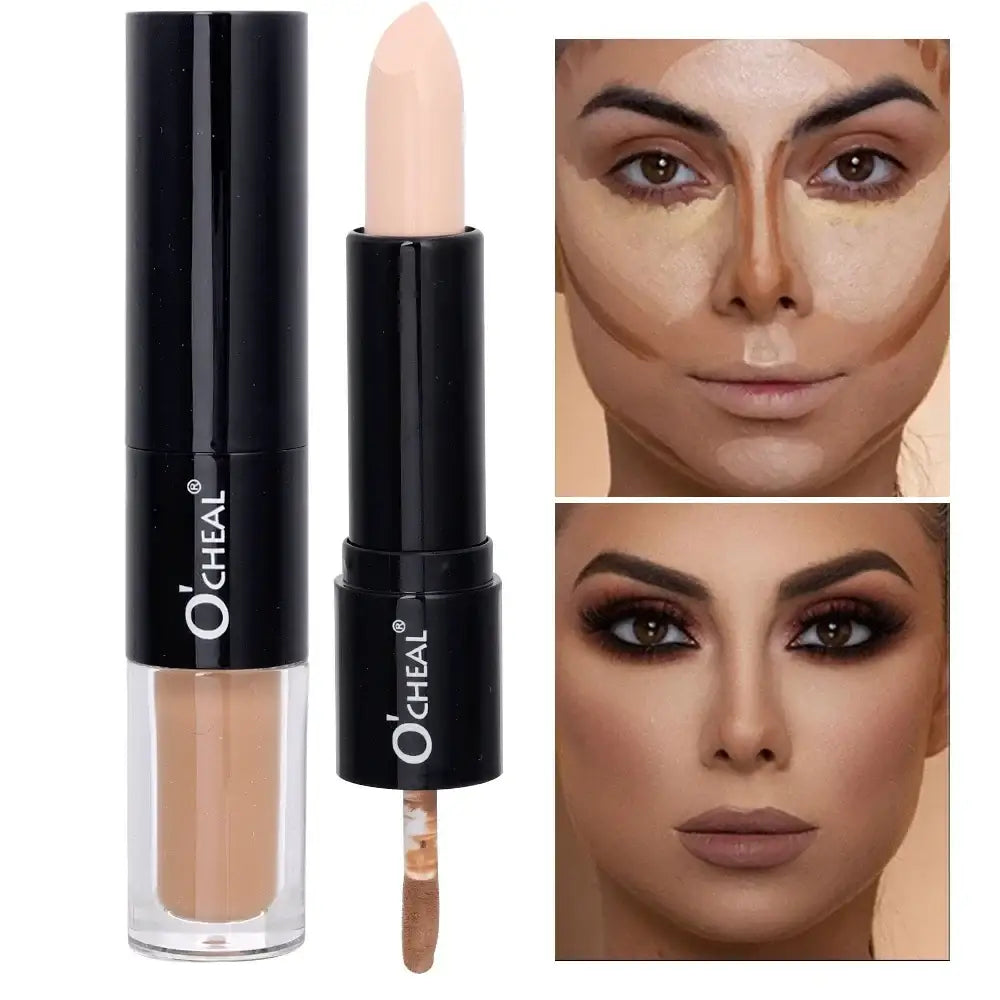 Dual-ended makeup concealer or highlighter stick with a black tube.