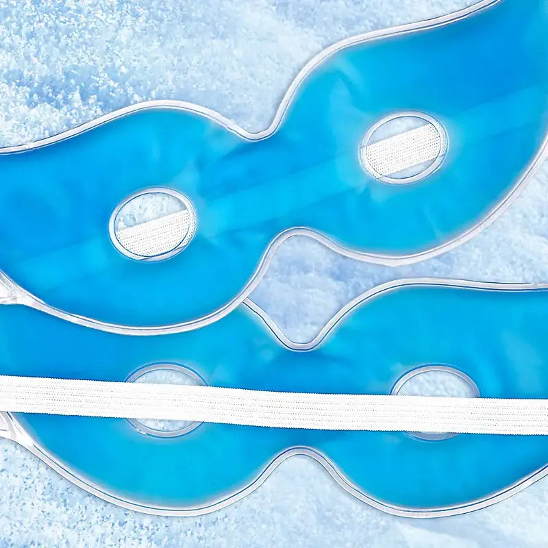 Blue gel eye mask with cooling pads.