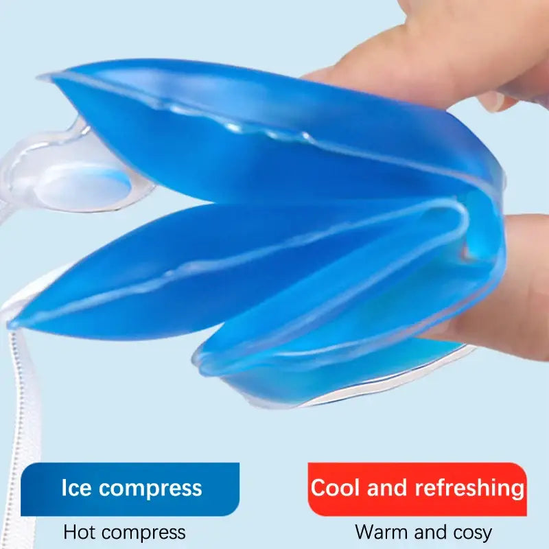 Blue, flexible gel pack designed for both hot and cold compress applications.