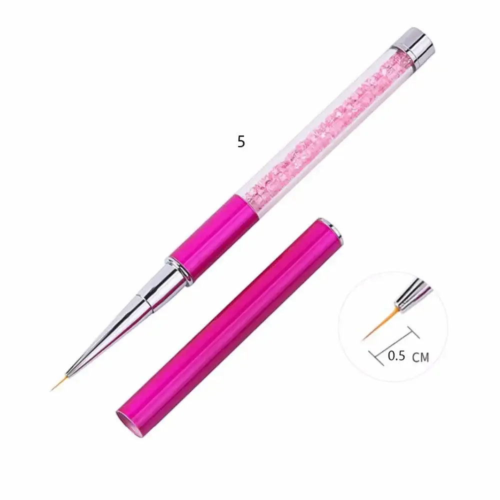 Pink pen with crystal-filled transparent barrel and silver accents.