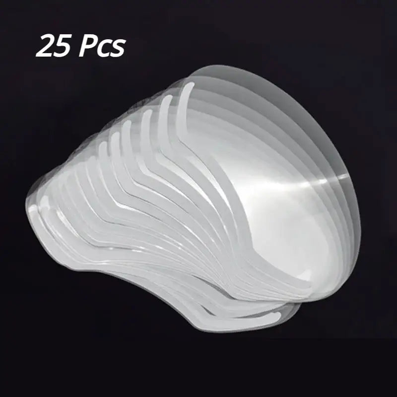 White, curved plastic face mask with ridged contours.