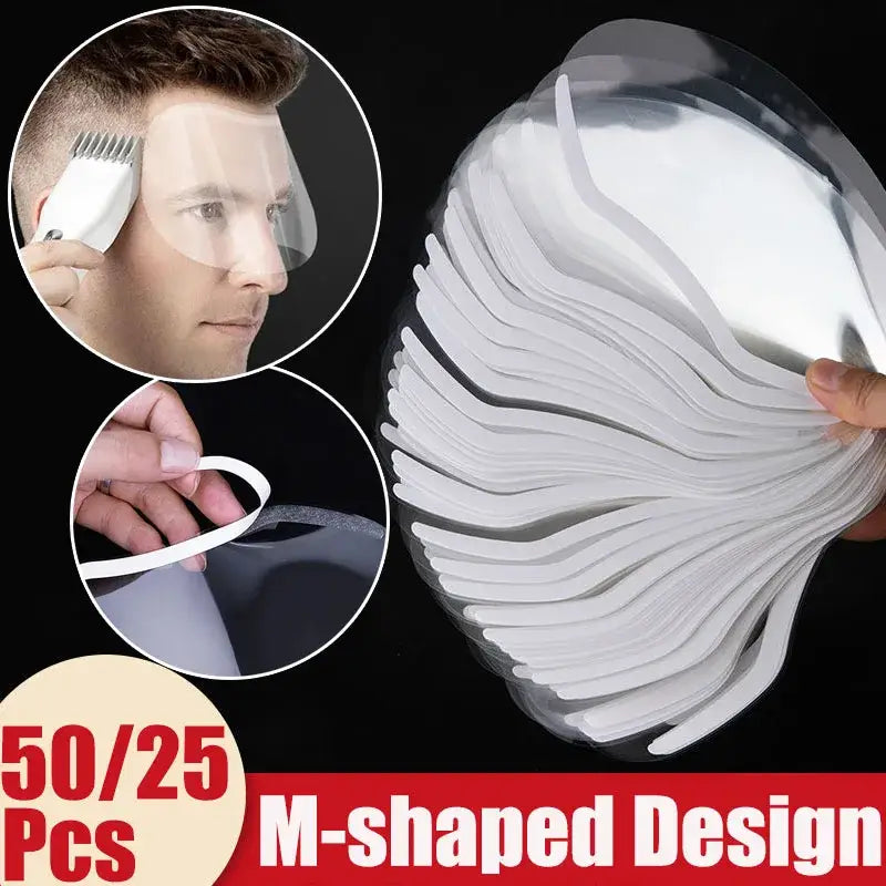 M-shaped disposable face mask with elastic ear loops.