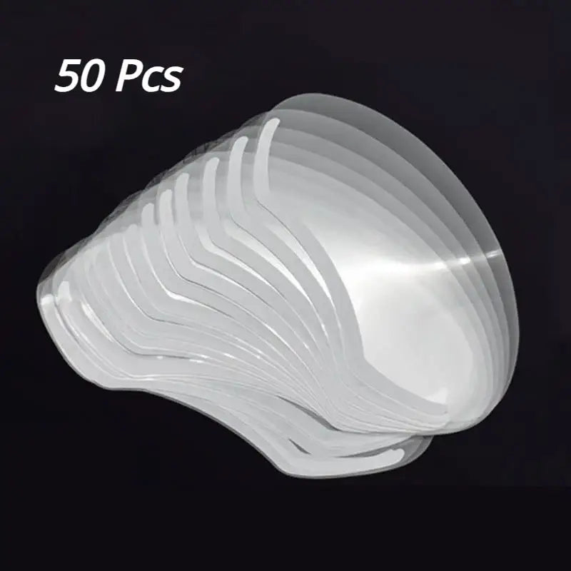 White, shell-shaped disposable face mask or respirator.