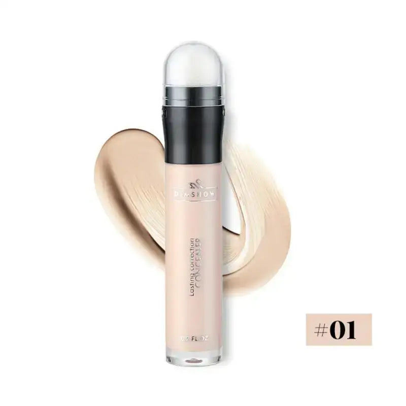 Liquid foundation makeup bottle with a roll-on applicator tip.