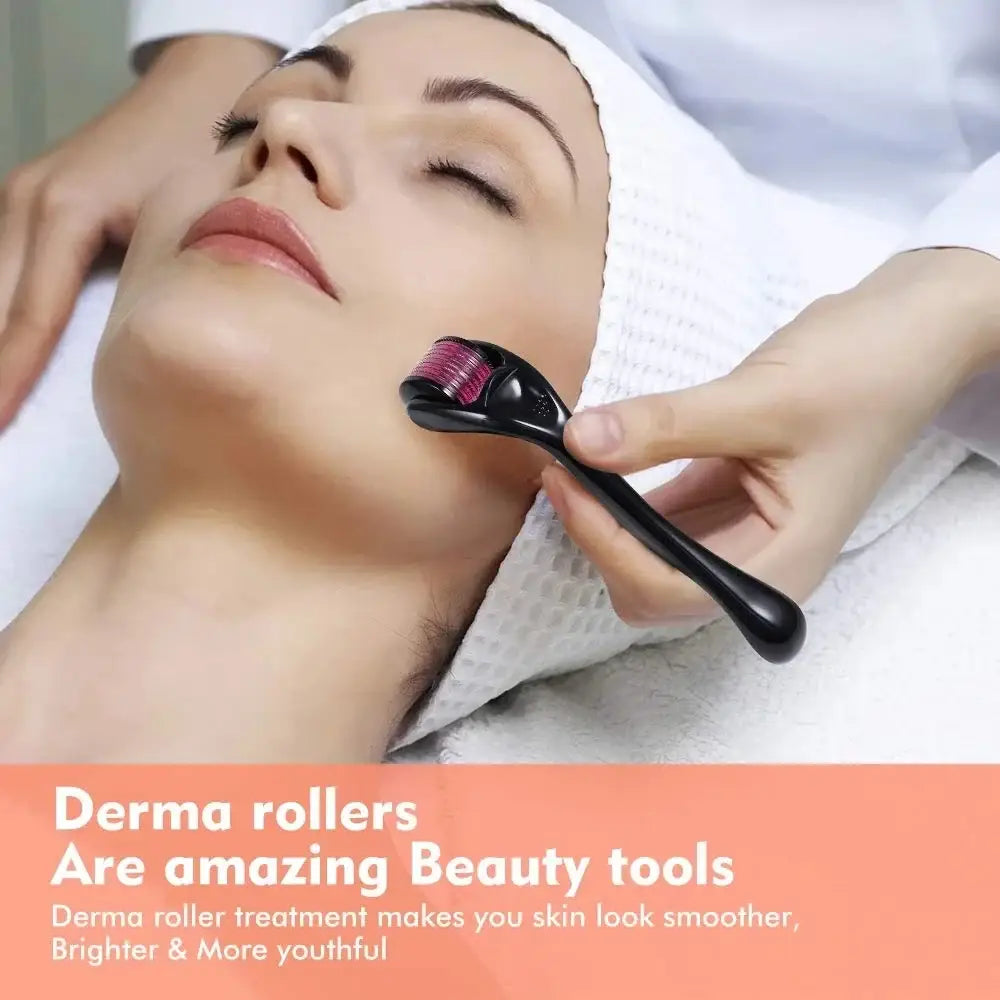 Derma roller being used on a person’s face during a skincare treatment.