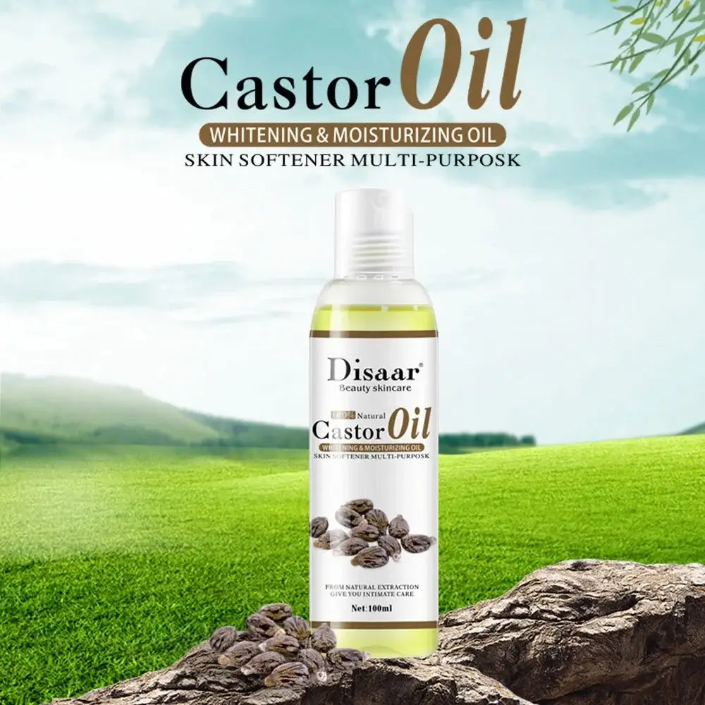 Bottle of Disaar brand castor oil for skin whitening and moisturizing.