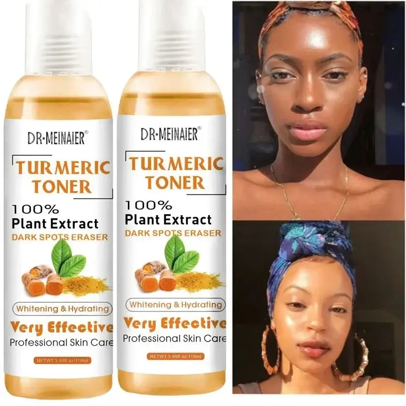 Bottles of Dr. Meinaier Turmeric Toner skincare product.