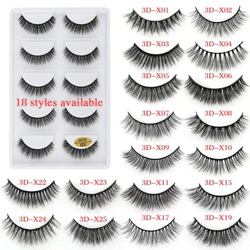 Collection of false eyelashes in various styles and lengths.