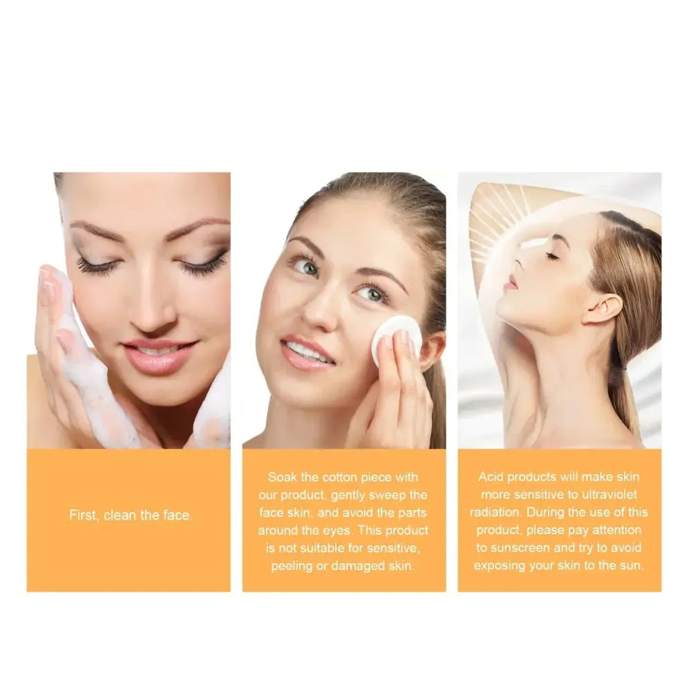 Collage of three facial skincare routine images with accompanying text descriptions.