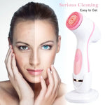 Electric Facial Cleansing Brush Set with Interchangeable Heads - Vignette | VogueBeautify