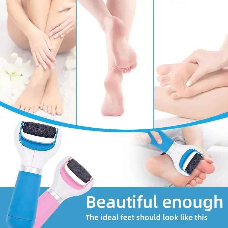 Electric foot file or callus remover for smoothing and exfoliating feet.