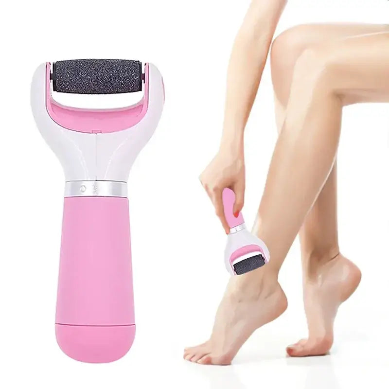 Pink and white electric foot file or callus remover.