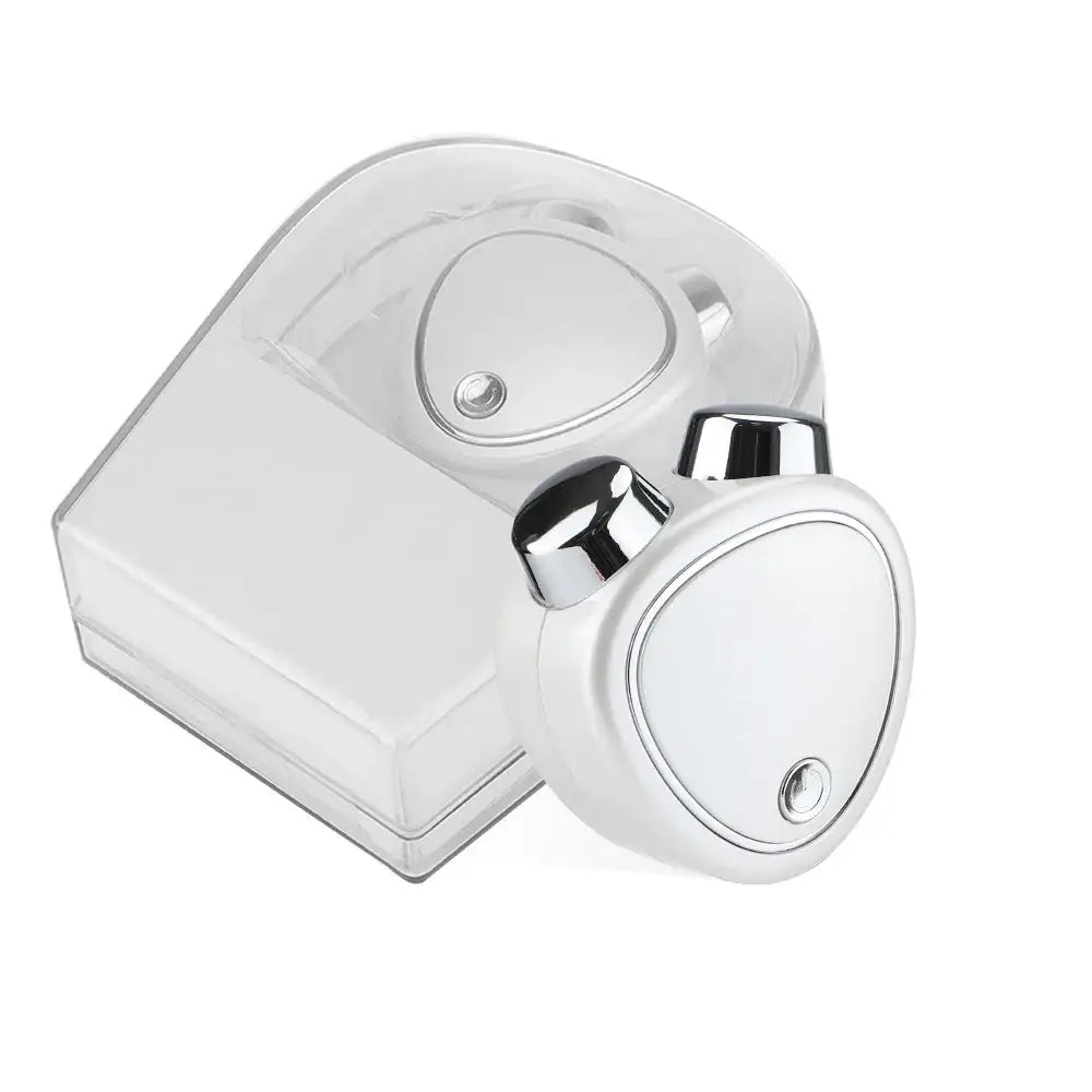 White electronic smart lock or keyless door lock mechanism.