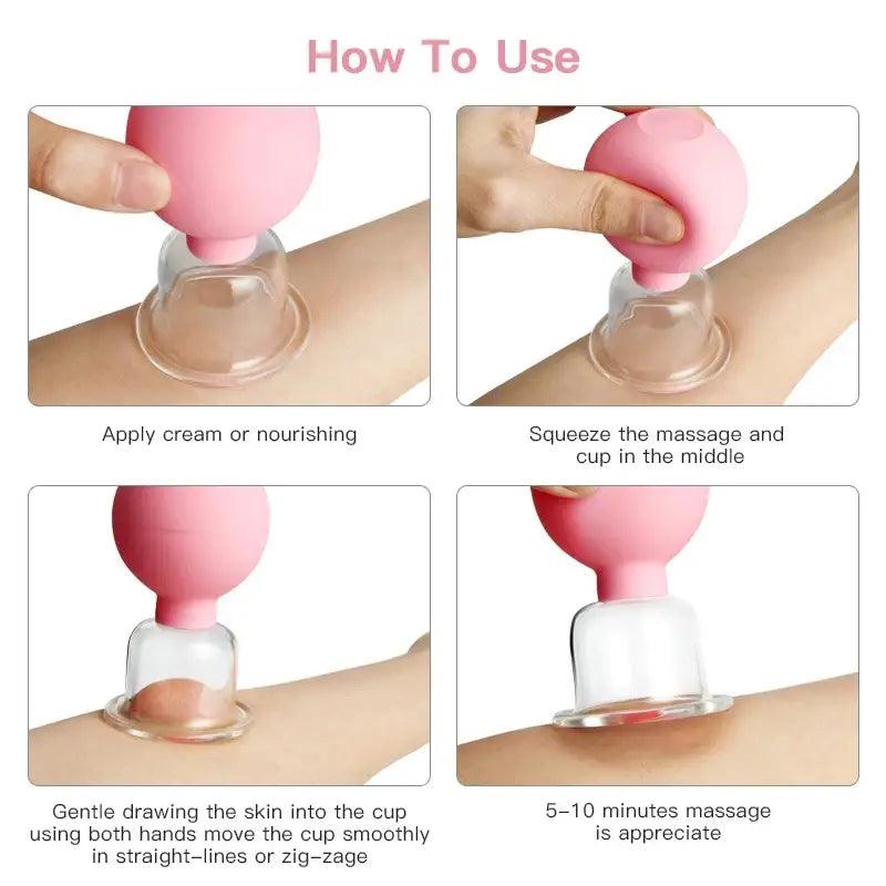 Pink silicone suction cup massage tool with clear plastic base.