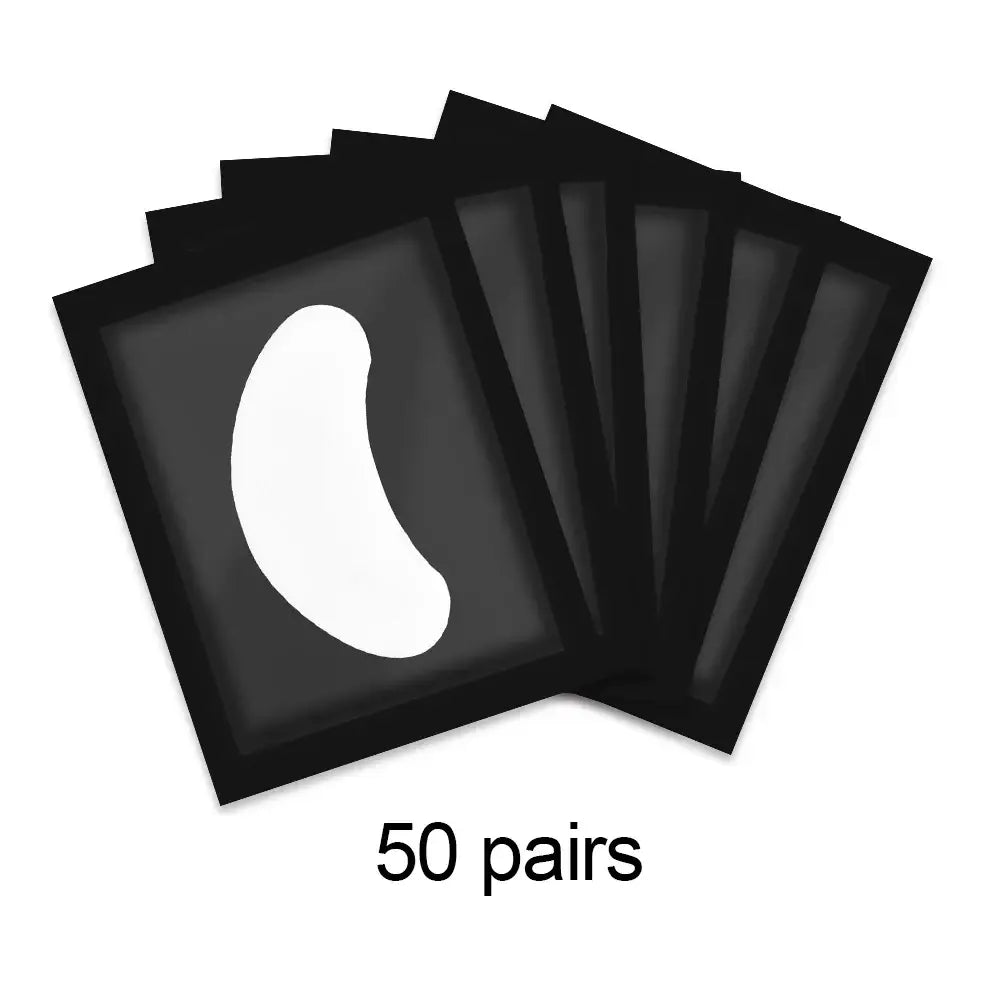 Eye patches arranged in a fan-like stack, labeled ’50 pairs’.