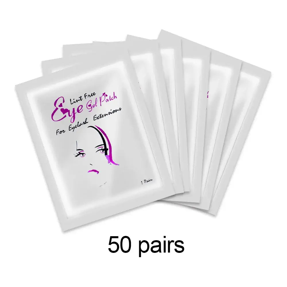 Eye gel patch packets, with 50 pairs indicated.