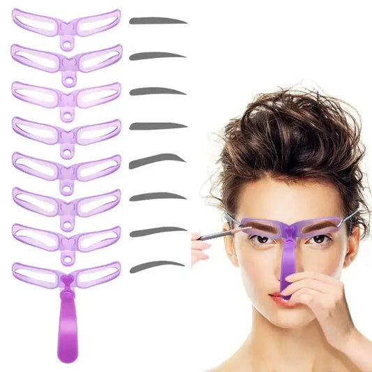 Eyebrow stencil tool with multiple curved shapes for different brow styles.