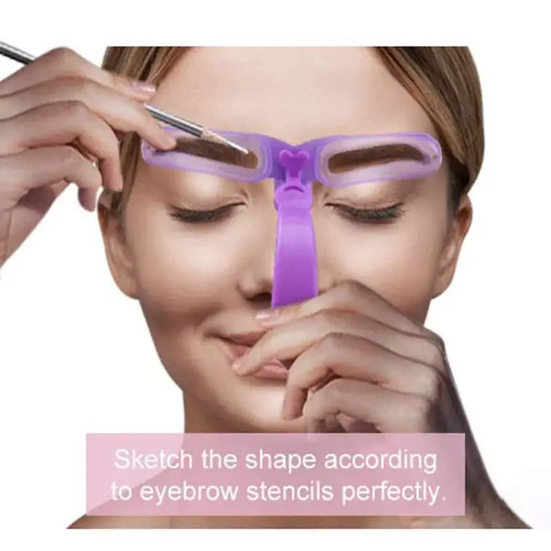 Eyebrow shaping stencil tool being used on a person’s face.