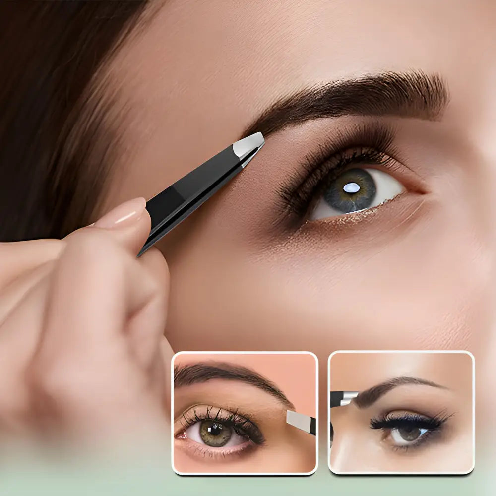 Eyebrow pencil being used to fill in and shape an eyebrow.