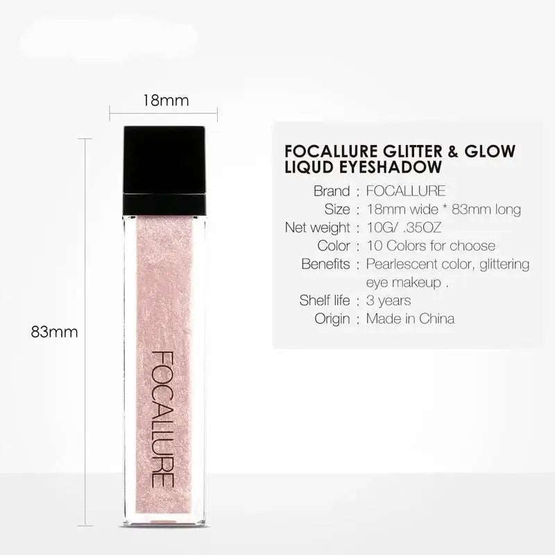 Bottle of pink liquid eyeshadow with a black cap.