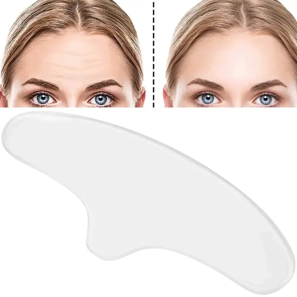 Curved, white silicone pad or strip, likely used for skincare or beauty treatments.