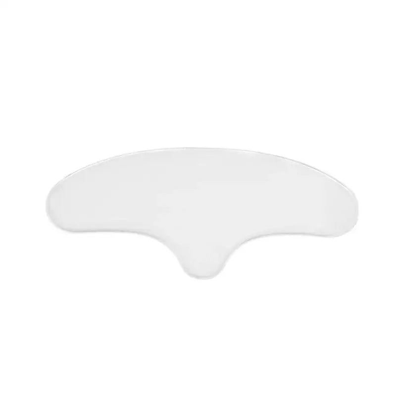 White crescent-shaped cushion or pad with a central indentation.