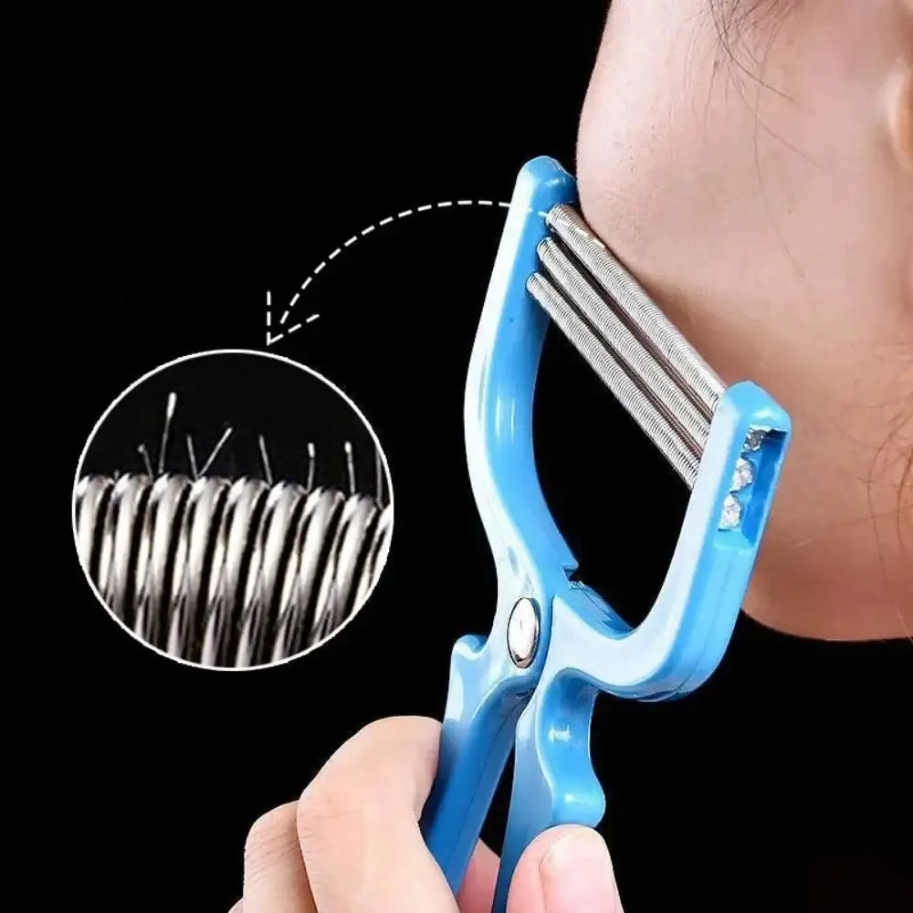 Handheld facial hair removal tool with multiple spring-loaded coils.