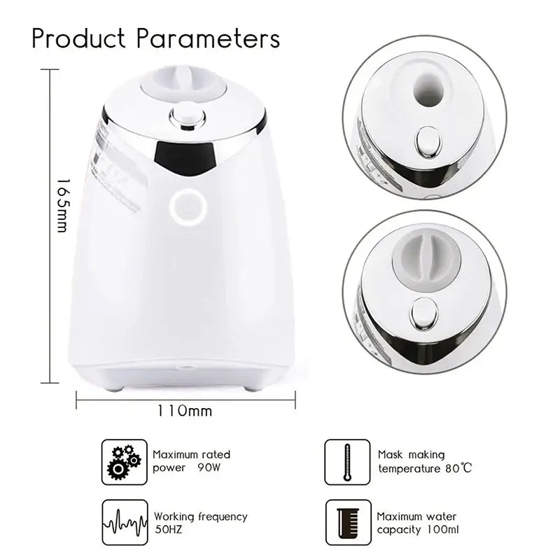 White cylindrical appliance with a rounded top and control panel, likely a humidifier or air purifier.