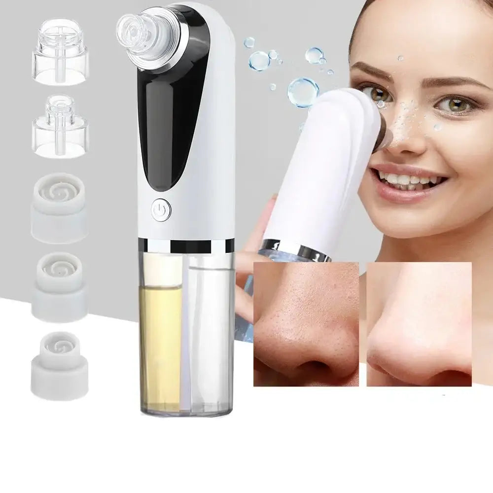 Handheld facial pore cleaner device with interchangeable attachments and liquid reservoirs.