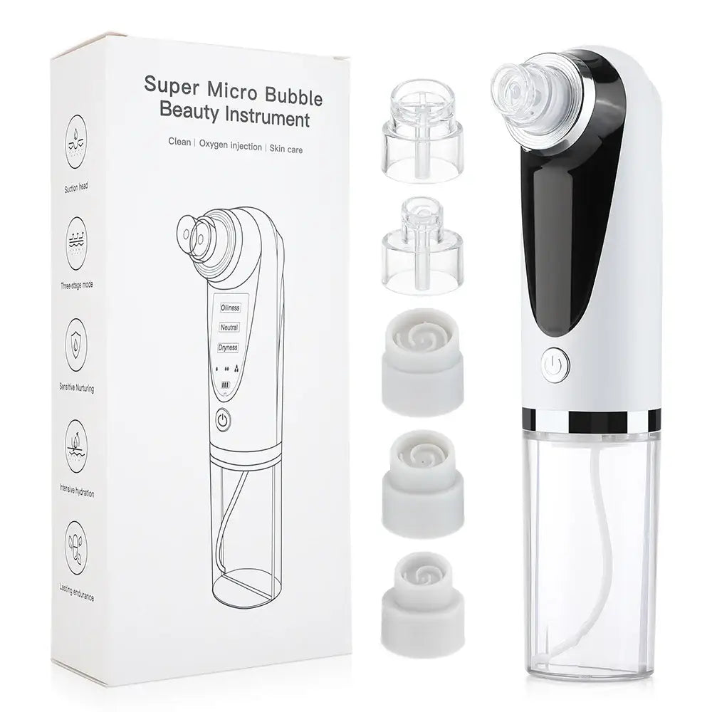 Super Micro Bubble Beauty Instrument with various attachments and packaging.