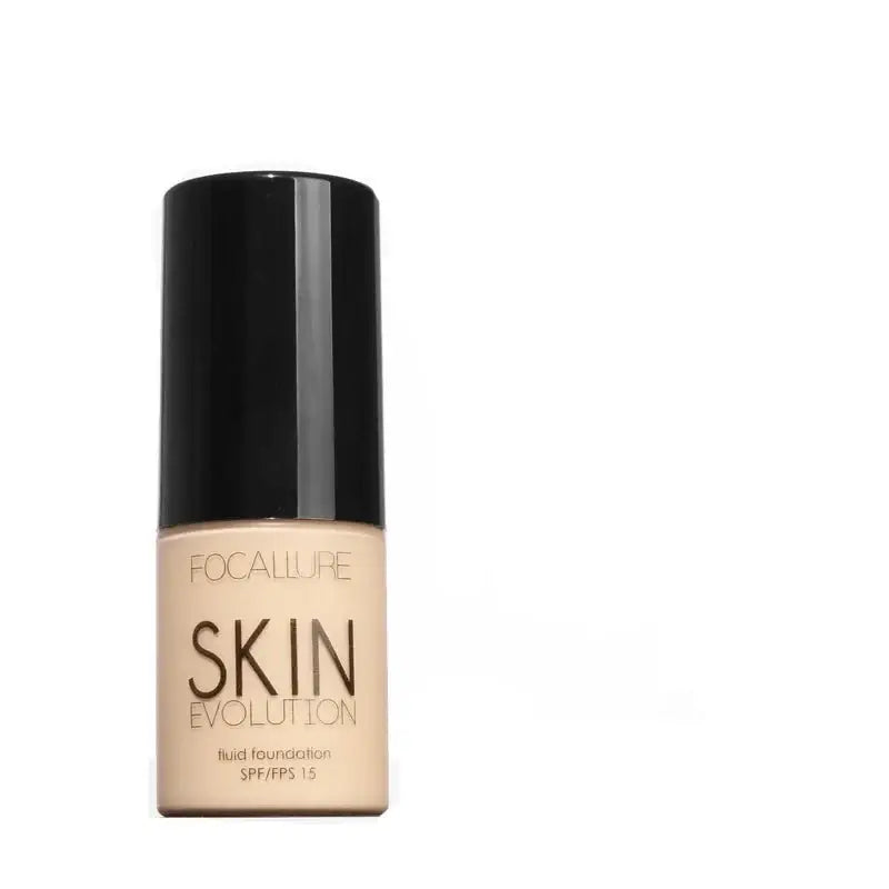 Bottle of liquid foundation makeup labeled ’Focallure Skin Evolution’.